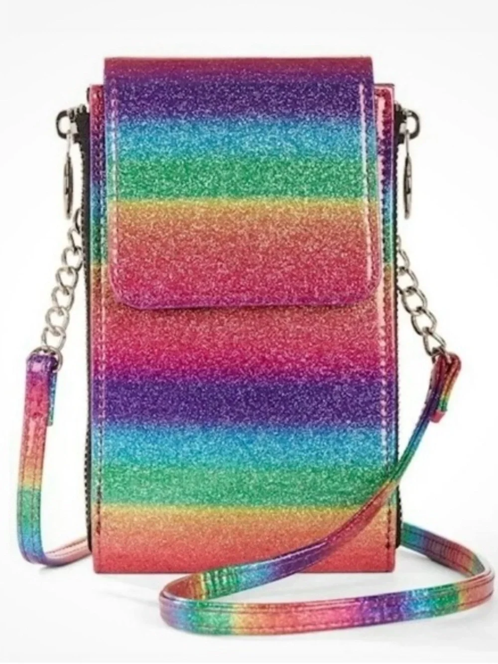 No Boundaries Rainbow Glitter Chain Crossbody Phone Case